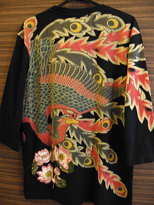 鳳凰 和柄長袖Tシャツ